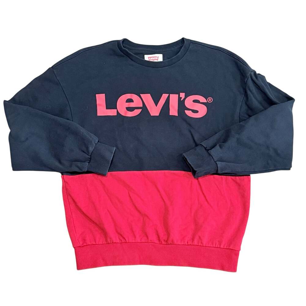 Men’s Levi's Big Logo Colorblock Crewneck Sweatshirt XL Navy & Red